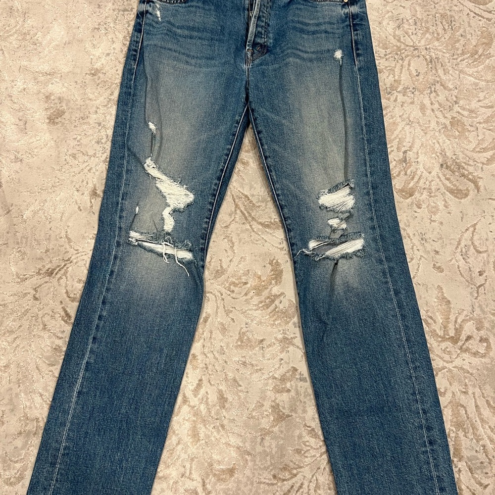 Mother the Trickster Skimp Fray in Thrill Seeker Distressed Denim Jeans 27 - Picture 6 of 15